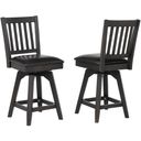 Ashford 24 Inch Slat Back Swivel Counter Stool w/vinyl seat, Black Set of 2