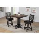 Ashford Square Pub Counter Height Table, Black and Rustic Walnut Complete