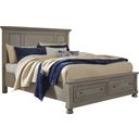 The appearance of Ashley Furniture Lettner Queen Panel Storage Bed designed by Signature Design by Ashley in the transitional interior design. This light gray piece of furniture was selected by 1StopBedrooms from Lettner Collection to add a touch of cosiness and style into your home. Sku: B733-74;B733-57;B733-98. Bed Type: Storage Bed. Material: Wood. Bed Size: Queen.