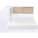 Asker Twin Bookcase Corner Platform Bed In White and Brown