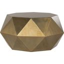 The appearance of Astrid Copper Faceted Coffee Table In Brushed Brass designed by Safavieh in the modern / contemporary interior design. This brushed brass piece of furniture  was selected by 1StopBedrooms from Astrid Collection to add a touch of cosiness and style into your home. Sku: FOX3223A. Material: Iron.