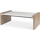Athens Wood with White Marble Coffee Table In Light Brown
