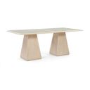 Atrium 78 Inch Glass and Cane Top with Solid Wood Base Dining Table In Natural