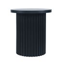 The appearance of Auden 24 Inch Round Fluted Pedestal Base End Table In Black designed by Jofran in the modern / contemporary interior design. This black piece of furniture  was selected by 1StopBedrooms from Auden Collection to add a touch of cosiness and style into your home. Sku: 2420-3TBLK;2420-3BBLK. Material: MDF.