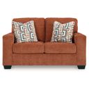 The appearance of Aviemore Loveseat In Spice designed by Signature Design by Ashley in the transitional interior design. This spice piece of furniture was selected by 1StopBedrooms from Aviemore Collection to add a touch of cosiness and style into your home. Sku: 2430435. Material: Fabric.