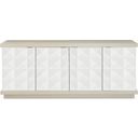 The appearance of Axiom Buffet designed by Bernhardt in the transitional interior design. This linear gray/linear white piece of furniture was selected by 1StopBedrooms from Axiom Collection to add a touch of cosiness and style into your home. Sku: 381134. Material: Poplar.