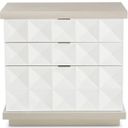 The appearance of Axiom Nightstand designed by Bernhardt in the transitional interior design. This linear gray/linear white piece of furniture  was selected by 1StopBedrooms from Axiom Collection to add a touch of cosiness and style into your home. Sku: 381236. Material: Poplar.