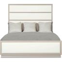 The appearance of Axiom Queen Panel Bed with Inset Upholstered Panels designed by Bernhardt in the transitional interior design. This linear gray piece of furniture  was selected by 1StopBedrooms from Axiom Collection to add a touch of cosiness and style into your home. Sku: 381FR07;381H07. Bed Type: Panel Bed. Material: Fabric. Bed Size: Queen.