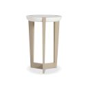 The appearance of Axiom Round 3-Legged Chairside Table designed by Bernhardt in the modern / contemporary interior design. This linear gray/white linen plaster piece of furniture  was selected by 1StopBedrooms from Axiom Collection to add a touch of cosiness and style into your home. Sku: 381122. Material: Maple.