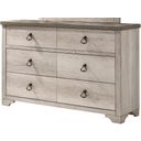 The appearance of Crown Mark Patterson Dresser in Driftwood Grey designed by Crown Mark in the country / farmhouse interior design. This distressed piece of furniture was selected by 1StopBedrooms from Patterson Collection to add a touch of cosiness and style into your home. Sku: B3050-1. Material: Wood.