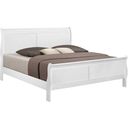 The appearance of Crown Mark Louis Philip Queen Sleigh Bed in White designed by Crown Mark in the traditional interior design. This white piece of furniture was selected by 1StopBedrooms from Louis Philip Collection to add a touch of cosiness and style into your home. Sku: B3650-Q-HBFB;B3650-Q-RAIL. Bed Type: Sleigh Bed. Material: Wood. Bed Size: Queen.