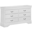 The appearance of Crown Mark Louis Philip Dresser in White designed by Crown Mark in the traditional interior design. This washed linen piece of furniture was selected by 1StopBedrooms from Louis Philip Collection to add a touch of cosiness and style into your home. Sku: B3650-1. Material: Wood.