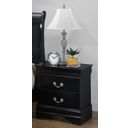 The appearance of Crown Mark Furniture Louis Philip Nightstand in Black designed by Crown Mark in the modern / contemporary interior design. This black piece of furniture was selected by 1StopBedrooms from Louis Philip Collection to add a touch of cosiness and style into your home. Sku: B3950-2. Material: Wood.