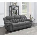 The appearance of Bahrain Upholstered Motion Sofa Charcoal designed by Coaster in the transitional interior design. This charcoal piece of furniture was selected by 1StopBedrooms from Bahrain Collection to add a touch of cosiness and style into your home. Sku: 609540AC;609540LR;609540RR. Material: Upholstered.