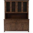 The appearance of Bakersfield Hutch with Led Lights and 4 Door Server In Brown designed by Jofran in the modern / contemporary interior design. This brown piece of furniture was selected by 1StopBedrooms from Bakersfield Collection to add a touch of cosiness and style into your home. Sku: 1901-64;1901-65. Material: Acacia.