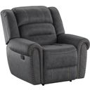 The appearance of Baldwin Gliding Recliner In Slate Gray designed by Emerald Home Furnishings in the traditional interior design. This gray piece of furniture was selected by 1StopBedrooms from Baldwin Collection to add a touch of cosiness and style into your home. Sku: U7250-04-03. Material: Polyester.
