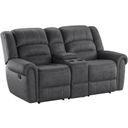 The appearance of Baldwin Reclining Console Loveseat In Slate Gray designed by Emerald Home Furnishings in the traditional interior design. This gray piece of furniture was selected by 1StopBedrooms from Baldwin Collection to add a touch of cosiness and style into your home. Sku: U7250-09-03. Material: Polyester.