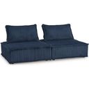 The appearance of Bales Modular Loveseat In Navy designed by Signature Design by Ashley in the transitional interior design. This navy piece of furniture was selected by 1StopBedrooms from Bales Collection to add a touch of cosiness and style into your home. Sku: A3000662;A3000662. Material: Fabric.