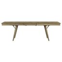 The appearance of Barbossa Leg Dining Table In Dark Caramel designed by A-America in the transitional interior design. This dark caramel piece of furniture  was selected by 1StopBedrooms from Barbosa Collection to add a touch of cosiness and style into your home. Sku: BABDC631T;BABDC631B. Material: Wood. Table Top Shape: Rectangular. Size: 96".