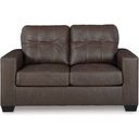 The appearance of Barlin Mills Loveseat In Umber designed by Signature Design by Ashley in the modern / contemporary interior design. This umber piece of furniture  was selected by 1StopBedrooms from Barlin Mills Collection to add a touch of cosiness and style into your home. Sku: 1700335. Material: Faux Leather.
