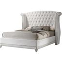 The appearance of Barzini Queen Wingback Tufted Bed White designed by Coaster in the glam interior design. This white piece of furniture  was selected by 1StopBedrooms from Barzini Collection to add a touch of cosiness and style into your home. Sku: 300843QB1;300843QB2;300843QB3. Bed Type: Platform Bed. Material: Upholstered. Bed Size: Queen.