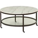 The appearance of Whitman Bronze Round Cocktail Table designed by Bassett Mirror Company in the transitional interior design. This bronze piece of furniture  was selected by 1StopBedrooms from Whitman Collection to add a touch of cosiness and style into your home. Sku: 1112-LR-120. Material: Marble.