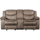 The appearance of Bastrop Double Glider Reclining Loveseat with Center Console In Brown designed by Homelegance in the traditional interior design. This brown piece of furniture was selected by 1StopBedrooms from Bastrop Collection to add a touch of cosiness and style into your home. Sku: 8230FBR-2. Material: Faux Leather.
