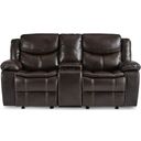 The appearance of Bastrop Brown Leather Reclining Console Loveseat designed by Homelegance in the modern / contemporary interior design. This dark brown piece of furniture  was selected by 1StopBedrooms from Bastrop Collection to add a touch of cosiness and style into your home. Sku: 8230BRW-2. Material: Leather.