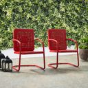 The appearance of Bates Retro Outdoor Chair In Bright Red Gloss - Set of 2 designed by Crosley Brands in the transitional interior design. This red piece of furniture was selected by 1StopBedrooms from Bates Collection to add a touch of cosiness and style into your home. Sku: CO1025-RE. Material: Steel.