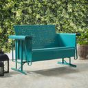 The appearance of Bates Retro Outdoor Loveseat Glider In Turquoise Gloss designed by Crosley Brands in the transitional interior design. This turquoise piece of furniture was selected by 1StopBedrooms from Bates Collection to add a touch of cosiness and style into your home. Sku: CO1024-TU. Material: Steel.