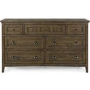 The appearance of Bay Creek Drawer Dresser In Toasted Nutmeg designed by Magnussen in the traditional interior design. This nutmeg piece of furniture  was selected by 1StopBedrooms from Bay Creek Collection to add a touch of cosiness and style into your home. Sku: B4398-20. Material: Pine.
