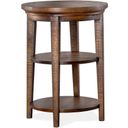 The appearance of Bay Creek Toasted Nutmeg Round Accent Table designed by Magnussen in the transitional interior design. This brown piece of furniture  was selected by 1StopBedrooms from Bay Creek Collection to add a touch of cosiness and style into your home. Sku: T4398-35. Material: Pine Veneer.