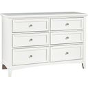 The appearance of Bonanza White Double 6 Drawer Dresser designed by Vaughan Bassett in the transitional interior design. This white piece of furniture was selected by 1StopBedrooms from Bonanza Collection to add a touch of cosiness and style into your home. Sku: BB29-001. Material: Wood.