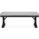 The appearance of Beachcroft Outdoor Bench with Cushion In Black/Light Gray designed by Signature Design by Ashley in the transitional interior design. This black/light gray piece of furniture was selected by 1StopBedrooms from Beachcroft Collection to add a touch of cosiness and style into your home. Sku: P792-600. Material: Fabric.