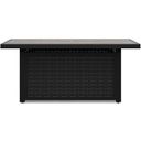 The appearance of Beachcroft Outdoor Fire Pit Table In Black/Light Gray designed by Signature Design by Ashley in the transitional interior design. This black/light gray piece of furniture was selected by 1StopBedrooms from Beachcroft Collection to add a touch of cosiness and style into your home. Sku: P792-773. Table Top Shape: Rectangular. Material: Stainless Steel.
