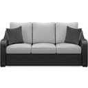 The appearance of Beachcroft Outdoor Sofa with Cushion In Black/Light Gray designed by Signature Design by Ashley in the transitional interior design. This black piece of furniture  was selected by 1StopBedrooms from Beachcroft Collection to add a touch of cosiness and style into your home. Sku: P792-838. Material: Aluminum.