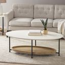 The appearance of Beaumont Coffee Table In White/Natural designed by Olliix in the modern / contemporary interior design. This white/natural piece of furniture  was selected by 1StopBedrooms from Beaumont Collection to add a touch of cosiness and style into your home. Sku: MP120-1097. Material: MDF.