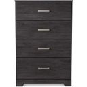 The appearance of Belachime Black Four Drawer Chest designed by Signature Design by Ashley in the transitional interior design. This charcoal piece of furniture was selected by 1StopBedrooms from Belachime Collection to add a touch of cosiness and style into your home. Sku: B2589-44. Material: Wood.