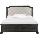 The appearance of Bellamy Queen Sleigh Storage Bed In Peppercorn designed by Magnussen in the traditional interior design. This peppercorn piece of furniture  was selected by 1StopBedrooms from Bellamy Collection to add a touch of cosiness and style into your home. Sku: B2491-53H;B2491-53F;B2491-53R. Bed Type: Storage Bed. Bed Size: Queen. Material: Pine.