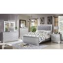 The appearance of Belleterre Queen Bed In Silver designed by Furniture of America in the glam interior design. This silver piece of furniture  was selected by 1StopBedrooms from Belleterre Collection to add a touch of cosiness and style into your home. Sku: CM7518Q-FB;CM7518Q-HB;CM7518Q-R. Bed Type: Panel Bed. Material: Wood. Bed Size: Queen.