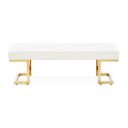 The appearance of Belmont Place Bed Bench In Bright Gold designed by Michael Amini in the transitional interior design. This espresso piece of furniture was selected by 1StopBedrooms from Belmont Place Collection to add a touch of cosiness and style into your home. Sku: N9085904-806. Material: MDF.