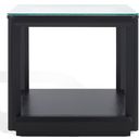 The appearance of Benecarlo Glass Top Accent Table In Clear and Black designed by Safavieh Couture in the modern / contemporary interior design. This clear/black piece of furniture  was selected by 1StopBedrooms from Benecarlo Collection to add a touch of cosiness and style into your home. Sku: SFV2158B. Material: Rubberwood.