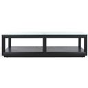 The appearance of Benecarlo Glass Top Coffee Table In Clear and Black designed by Safavieh Couture in the modern / contemporary interior design. This clear/black piece of furniture  was selected by 1StopBedrooms from Benecarlo Collection to add a touch of cosiness and style into your home. Sku: SFV2159B. Material: Rubberwood.
