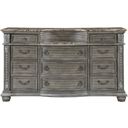 The appearance of Bennington Dresser In Gray designed by Homelegance in the traditional interior design. This gray piece of furniture  was selected by 1StopBedrooms from Bennington Collection to add a touch of cosiness and style into your home. Sku: 1583-5. Material: Wood.