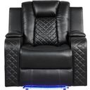 The appearance of Benz Led and Power Reclining Chair Made With Faux Leather In Black designed by Galaxy Home Furnishings in the modern / contemporary interior design. This black piece of furniture was selected by 1StopBedrooms from Benz Collection to add a touch of cosiness and style into your home. Sku: 659436350137. Material: Faux Leather.