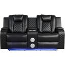 The appearance of Benz Led and Power Reclining Loveseat Made With Faux Leather In Black designed by Galaxy Home Furnishings in the modern / contemporary interior design. This black piece of furniture was selected by 1StopBedrooms from Benz Collection to add a touch of cosiness and style into your home. Sku: 659436023932. Material: Faux Leather.