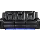 The appearance of Benz Led and Power Reclining Sofa Made With Faux Leather In Black designed by Galaxy Home Furnishings in the modern / contemporary interior design. This black piece of furniture was selected by 1StopBedrooms from Benz Collection to add a touch of cosiness and style into your home. Sku: 659436482487. Material: Faux Leather.
