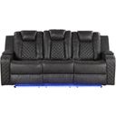 The appearance of Benz Led and Power Reclining Sofa Made With Faux Leather In Gray designed by Galaxy Home Furnishings in the modern / contemporary interior design. This grey piece of furniture was selected by 1StopBedrooms from Benz Collection to add a touch of cosiness and style into your home. Sku: 659436452237. Material: Faux Leather.