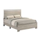Bertha Queen Panel Bed with LED Headboard in Rustic Greige Oak
