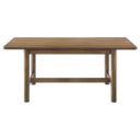 The appearance of Crestmore 71 Inch Rectangular Wood Dining Table In Walnut designed by Coaster in the transitional interior design. This walnut piece of furniture was selected by 1StopBedrooms from Crestmore Collection to add a touch of cosiness and style into your home. Sku: 108571. Material: MDF. Table Top Shape: Rectangular. Size: 39" x 71".
